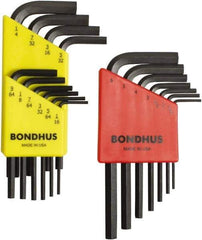 Bondhus - 17 Piece L-Key Hex Key Set - Hex Range 1/16 to 1/4", Protanium High Torque Steel - Benchmark Tooling