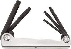 Bondhus - 5 Piece Fold-Up Ball End Hex Key Set - Hex Range 3/16 to 3/8", Protanium High Torque Steel - Benchmark Tooling