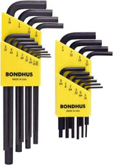 Bondhus - 22 Piece L-Key Hex Key Set - Hex Range 0.05 to 5/16", Protanium High Torque Steel - Benchmark Tooling