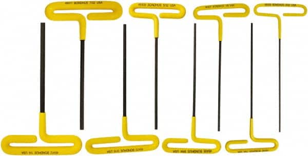 Bondhus - 8 Piece T-Handle Cushion Grip Hex Key Set - Hex Range 3/32 to 1/4", Protanium High Torque Steel - Benchmark Tooling