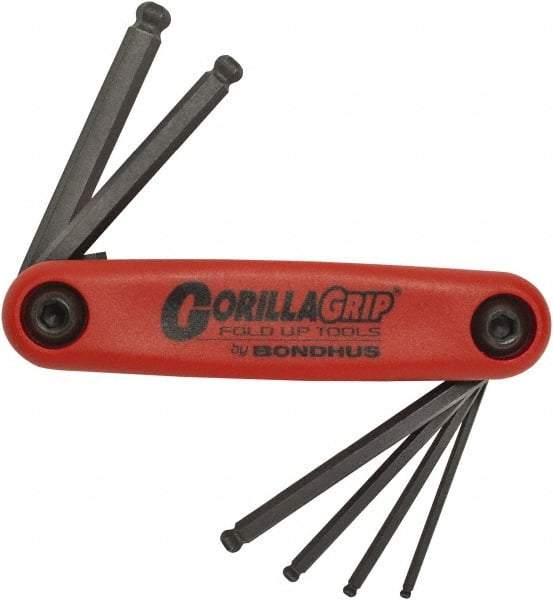 Bondhus - 6 Piece Fold-Up Hex Key Set - Hex Range 2 to 6mm, Protanium High Torque Steel - Benchmark Tooling