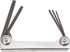 Bondhus - 5 Piece Fold-Up Ball End Hex Key Set - Hex Range 1.5 to 4mm, Protanium High Torque Steel - Benchmark Tooling