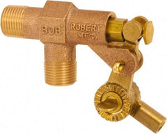 Control Devices - 3/4" Pipe, Brass, Angle Pattern-Single Seat, Mechanical Float Valve - 100 psi, MIP End Connections - Benchmark Tooling