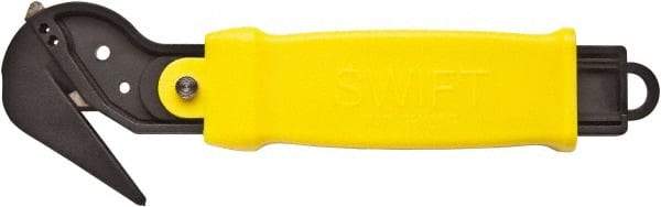 Swift Safety Cutter - Springback Safety Utility Knife - 2" Steel Blade, Yellow Nylon-6 Polyamide Handle, 1 Blade Included - Benchmark Tooling