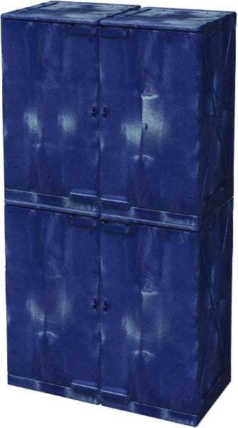 Eagle - 4 Door, 8 Shelf, Blue HDPE Stackable Safety Cabinet for Corrosive Chemicals - 72" High x 36" Wide x 22" Deep, Manual Closing Door, Hole for Lock, 48 Gal Capacity - Benchmark Tooling