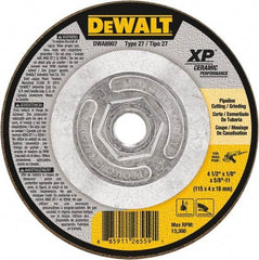 DeWALT - 24 Grit, 4-1/2" Wheel Diam, Type 27 Depressed Center Wheel - Coarse/Medium Grade, Ceramic, N Hardness, 13,300 Max RPM - Benchmark Tooling