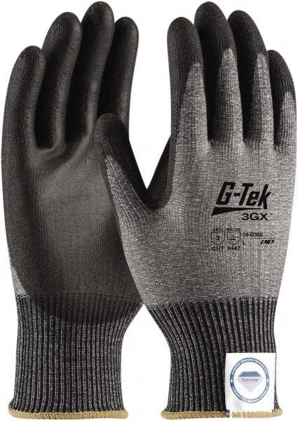 PIP - Size S, ANSI Cut Lvl 4, Puncture Lvl 2, Abrasion Lvl 4, Cut Resistant Gloves - Palm & Fingers Coated, Black/Gray, Paired - Benchmark Tooling