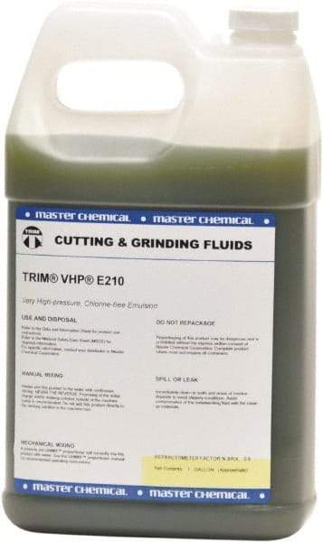 Master Fluid Solutions - Trim VHP E210, 1 Gal Bottle Emulsion Fluid - Water Soluble, For Cutting, Drilling, Sawing, Grinding - Benchmark Tooling