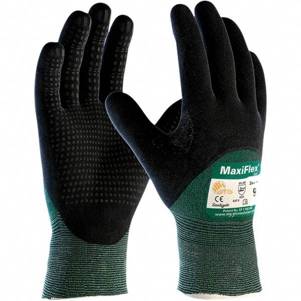 PIP - Size 2XL, ANSI Cut Lvl A2, Puncture Lvl 1, Abrasion Lvl 4, Nitrile Coated Engineered Yarn Cut Resistant Gloves - Palm & Fingers Coated, Knit Wrist, Green, Paired - Benchmark Tooling