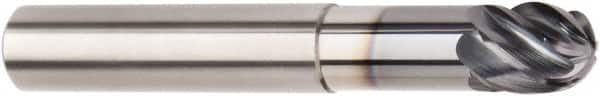 Kennametal - 16mm Diam, 16mm LOC, 6 Flute Solid Carbide Ball End Mill - AlTiN Finish, Single End, 100mm OAL, 16mm Shank Diam, Spiral Flute - Benchmark Tooling