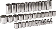 GearWrench - 37 Piece 1/2" Drive Chrome Finish Deep Well Socket Set - 12 Points, 9mm to 36mm Range, Metric Measurement Standard - Benchmark Tooling