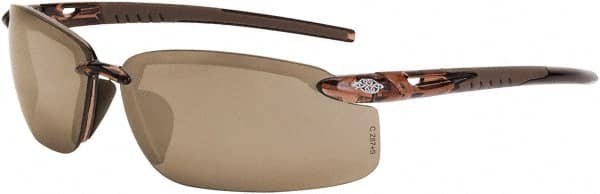 CrossFire - Brown Flash Mirror Lenses, Framed Safety Glasses - Scratch Resistant, Brown Frame, Size Universal, Wrap Around - Benchmark Tooling