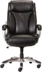 ALERA - 44-1/8 to 47" High Executive High Back Leather Chair - 27" Wide x 30-3/8" Deep, Leather Seat, Black - Benchmark Tooling