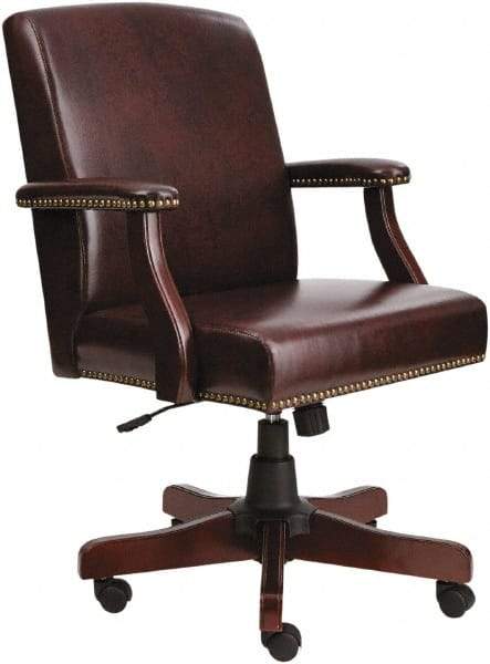 ALERA - 36-5/8 to 42-7/8" High Mid Back Chair - 26" Wide x 28" Deep, Vinyl Seat, Mahogany - Benchmark Tooling