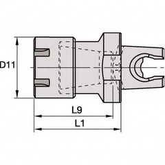 Kennametal - 0.02" to 1/2" Capacity, 40mm Projection, Modular Connection, ER20 Collet Chuck - 58mm OAL, 25mm Shank Diam - Exact Industrial Supply