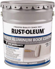 Rust-Oleum - 5 Gal Pail Aluminum Fibered Aluminum Roof Coating - 50 Sq Ft/Gal Coverage, 459 g/L VOC Content, Mildew Resistant, Long Term Durability & Weather Resistance - Benchmark Tooling