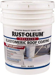 Rust-Oleum - 5 Gal Pail White Elastomeric Roof Coating - 65 Sq Ft/Gal Coverage, Mildew Resistant, Long Term Durability & Weather Resistance - Benchmark Tooling