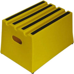 Diversified Plastics - 11-3/4" High x 13-5/8" Wide x 19-1/4" Deep, Yellow Step Stool - 500 Lb Capacity - Benchmark Tooling