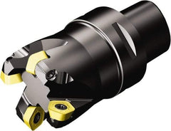 Sandvik Coromant - 51.3mm Cut Diam, 63mm Arbor Hole, 2mm Max Depth of Cut, 19° Indexable Chamfer & Angle Face Mill - 5 Inserts, 419R-1405 Insert, Right Hand Cut, Through Coolant, Series CoroMill 419 - Benchmark Tooling