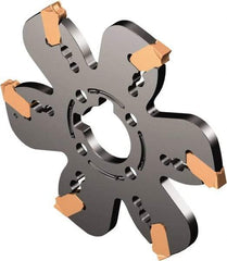 Sandvik Coromant - 1/8" Cutting Width, 1.4252" Depth of Cut, 152.4mm Cutter Diam, 1-1/2" Hole Diam, Indexable Slotting Cutter - 1-1/2" Shank Diam, AQD..Y..C Toolholder, Right Hand Cutting Direction - Benchmark Tooling