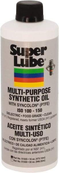 Synco Chemical - 1 Pint Bottle Oil with PTFE Direct Food Contact White Oil - Translucent, -45°F to 450°F, Food Grade - Benchmark Tooling