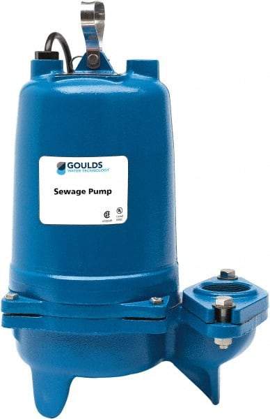 Goulds Pumps - 2 hp, 200 Amp Rating, 200 Volts, Single Speed Continuous Duty Operation, Sewage Pump - 3 Phase, Cast Iron Housing - Benchmark Tooling