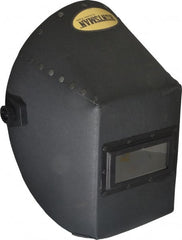 Welding Helmet: Black, Vulcanized Fiber, Shade 10 Black, Vulcanized Fiber, 4-1/4″ Window Width x 2″ Window Height, 0.08″ Window Thickness, Fixed Front, Green Lens