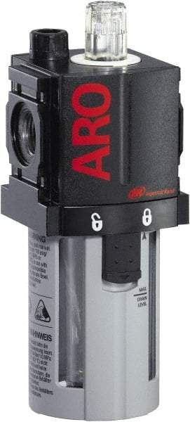 ARO/Ingersoll-Rand - 1/4" NPT, 150 Max psi Compact Modular Lubricator - Polycarbonate Bowl, Aluminum Body, 51 CFM, 125°F Max Temp, 2.2 Long x 2.24" Wide x 5.98" High - Benchmark Tooling