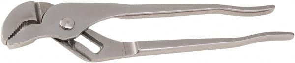 Aven - 9-1/2" OAL, 1-1/4" Max Capacity, 25mm Jaw Length x 1/4" Jaw Width, 4 Position Groove Joint Tongue & Groove Pliers - Serrated Angled Jaws, Angle Head, Stainless Steel Handles - Benchmark Tooling