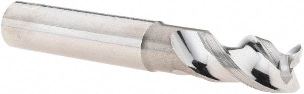 Iscar - 3/8", 3 Flute, Single End, Solid Carbide, 0.03" Corner Radius End Mill - 2-1/2" OAL, Right Hand Flute, 0.6" LOC, Right Hand Cut, 1-1/8" Extended Reach - Benchmark Tooling