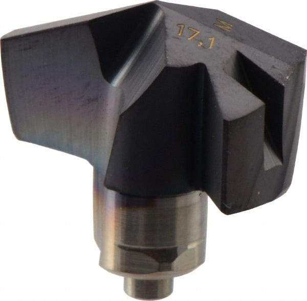 Iscar - Series ICM, 17.09mm Diam Grade IC908 140° Replaceable Drill Tip - Carbide, TiAlN Finish, 17 Seat Size - Benchmark Tooling