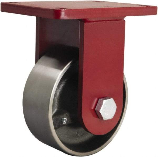 Hamilton - 6" Diam x 2-1/2" Wide x 8-1/2" OAH Top Plate Mount Rigid Caster - Forged Steel, 3,500 Lb Capacity, Tapered Roller Bearing, 5-1/2 x 7-1/2" Plate - Benchmark Tooling