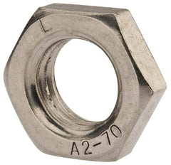 Value Collection - M18x2.50 Metric Coarse Stainless Steel Right Hand Hex Jam Nut - 27mm Across Flats, 9mm High, Uncoated - Benchmark Tooling