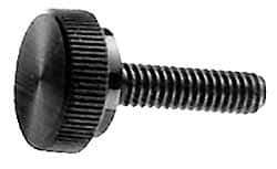 Made in USA - #8-32 Knurled Shoulder Steel Thumb Screw - 1" OAL, 1/2" Head Diam - Benchmark Tooling