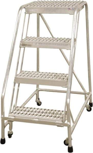 Cotterman - 40" 4 Step Rolling Warehouse Ladder - Rolling Safety Ladder, 350 Lb Capacity, 40" Platform Height, 22" Base Width x 36" Base Depth, Serrated - Benchmark Tooling