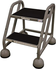 Cotterman - 33" 3 Step Rolling Warehouse Ladder - Rolling Steel Office Ladder, 450 Lb Capacity, 27" Platform Height, 25" Base Width x 34" Base Depth, Rubber Matted - Benchmark Tooling