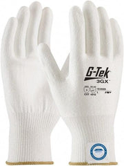 PIP - Size XS (6), ANSI Cut Lvl A3, Puncture Lvl 1, Abrasion Lvl 4, Polyurethane Coated Dyneema Diamond HPPE liner Cut Resistant Gloves - 8.3" Long, Palm & Fingertips Coated, Dyneema Diamond Lining, Knit Wrist, White, Paired - Benchmark Tooling