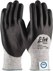 PIP - Size L (9), ANSI Cut Lvl A3, Puncture Lvl 3, Abrasion Lvl 5, Nitrile Coated Dyneema Diamond HPPE liner Cut Resistant Gloves - 9.4" Long, Palm & Fingertips Coated, Dyneema Diamond Lining, Knit Wrist, White/Black, Paired - Benchmark Tooling