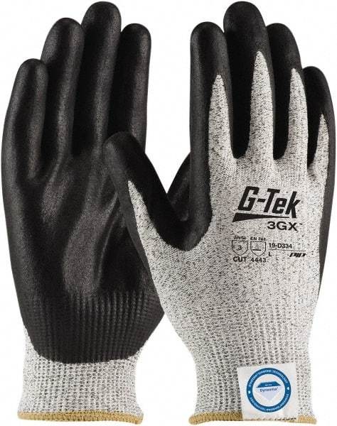 PIP - Size XL (10), ANSI Cut Lvl A3, Puncture Lvl 3, Abrasion Lvl 4, Nitrile Coated Dyneema Diamond HPPE liner Cut Resistant Gloves - 10.2" Long, Palm & Fingertips Coated, Dyneema Diamond Lining, Knit Wrist, White/Black, Paired - Benchmark Tooling