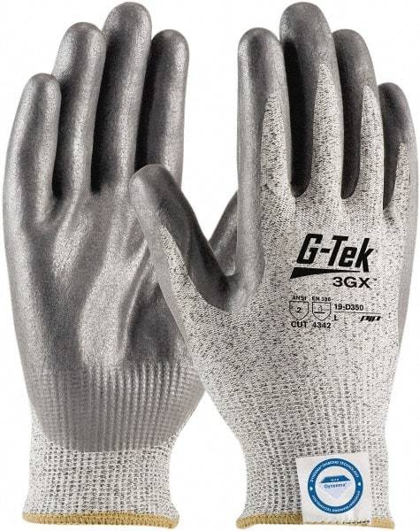 PIP - Size L (9), ANSI Cut Lvl A2, Puncture Lvl 2, Abrasion Lvl 4, Nitrile Coated Dyneema Diamond HPPE liner Cut Resistant Gloves - 9.8" Long, Palm & Fingertips Coated, Dyneema Diamond Lining, Knit Wrist, Gray, Paired - Benchmark Tooling