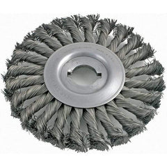 Brush Research Mfg. - 6" OD, 1/2 & 5/8" Arbor Hole, Knotted Carbon Wheel Brush - 5/8" Face Width, 1-7/16" Trim Length, 8,000 RPM - Benchmark Tooling
