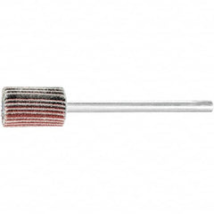 PFERD - 3/8" Diam x 5/8" Face Width, Aluminum Oxide Coated Mounted Flap Wheel - 1/8" Shank Mount, 120 Grit, 75,000 Max RPM - Benchmark Tooling