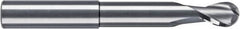 RobbJack - 1/4" Diam, 1/4" LOC, 2 Flute Solid Carbide Ball End Mill - Uncoated, Single End, 3" OAL, 1/4" Shank Diam, Spiral Flute - Benchmark Tooling