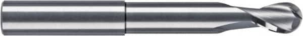 RobbJack - 1/4" Diam, 1/4" LOC, 2 Flute Solid Carbide Ball End Mill - Diamond-Like Carbon (DLC) Finish, Single End, 3" OAL, 1/4" Shank Diam, Spiral Flute - Benchmark Tooling