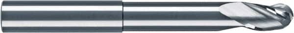 RobbJack - 3/8" Diam, 3/8" LOC, 3 Flute Solid Carbide Ball End Mill - Uncoated, Single End, 4" OAL, 3/8" Shank Diam, Spiral Flute - Benchmark Tooling