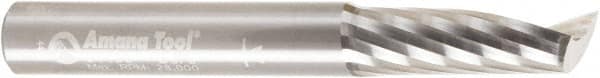 Amana Tool - 3/8" Cutting Diam x 1-1/8" Length of Cut, 1 Flute, Upcut Spiral Router Bit - Uncoated, Right Hand Cut, Solid Carbide, 3" OAL x 3/8" Shank Diam, 20° Helix Angle - Benchmark Tooling