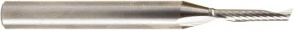 Amana Tool - 1/8" Cutting Diam x 5/8" Length of Cut, 1 Flute, Upcut Spiral Router Bit - Uncoated, Right Hand Cut, Solid Carbide, 2-1/2" OAL x 1/4" Shank Diam, 20° Helix Angle - Benchmark Tooling