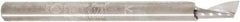 Amana Tool - 1/8" Cutting Diam x 1/4" Length of Cut, 1 Flute, Upcut Spiral Router Bit - Uncoated, Right Hand Cut, Solid Carbide, 1-1/2" OAL x 1/8" Shank Diam, 20° Helix Angle - Benchmark Tooling
