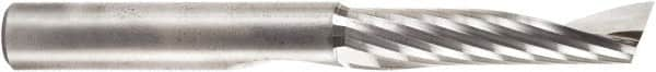 Amana Tool - 3/8" Cutting Diam x 1-5/8" Length of Cut, 1 Flute, Upcut Spiral Router Bit - Uncoated, Right Hand Cut, Solid Carbide, 3-1/2" OAL x 3/8" Shank Diam, 30° Helix Angle - Benchmark Tooling