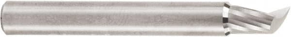 Amana Tool - 1/4" Cutting Diam x 3/8" Length of Cut, 1 Flute, Upcut Spiral Router Bit - Uncoated, Right Hand Cut, Solid Carbide, 2" OAL x 1/4" Shank Diam, 20° Helix Angle - Benchmark Tooling
